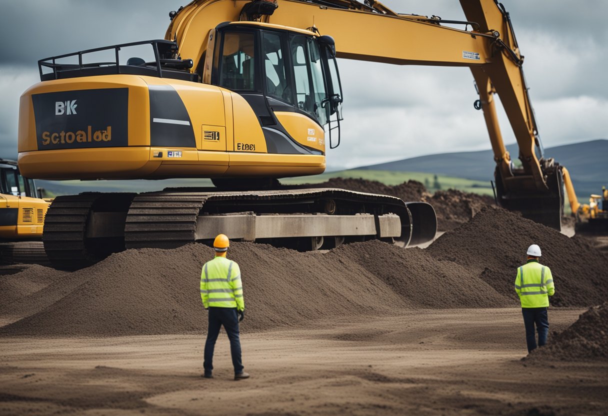 Construction projects and initiatives in Scotland, with workers and machinery on site